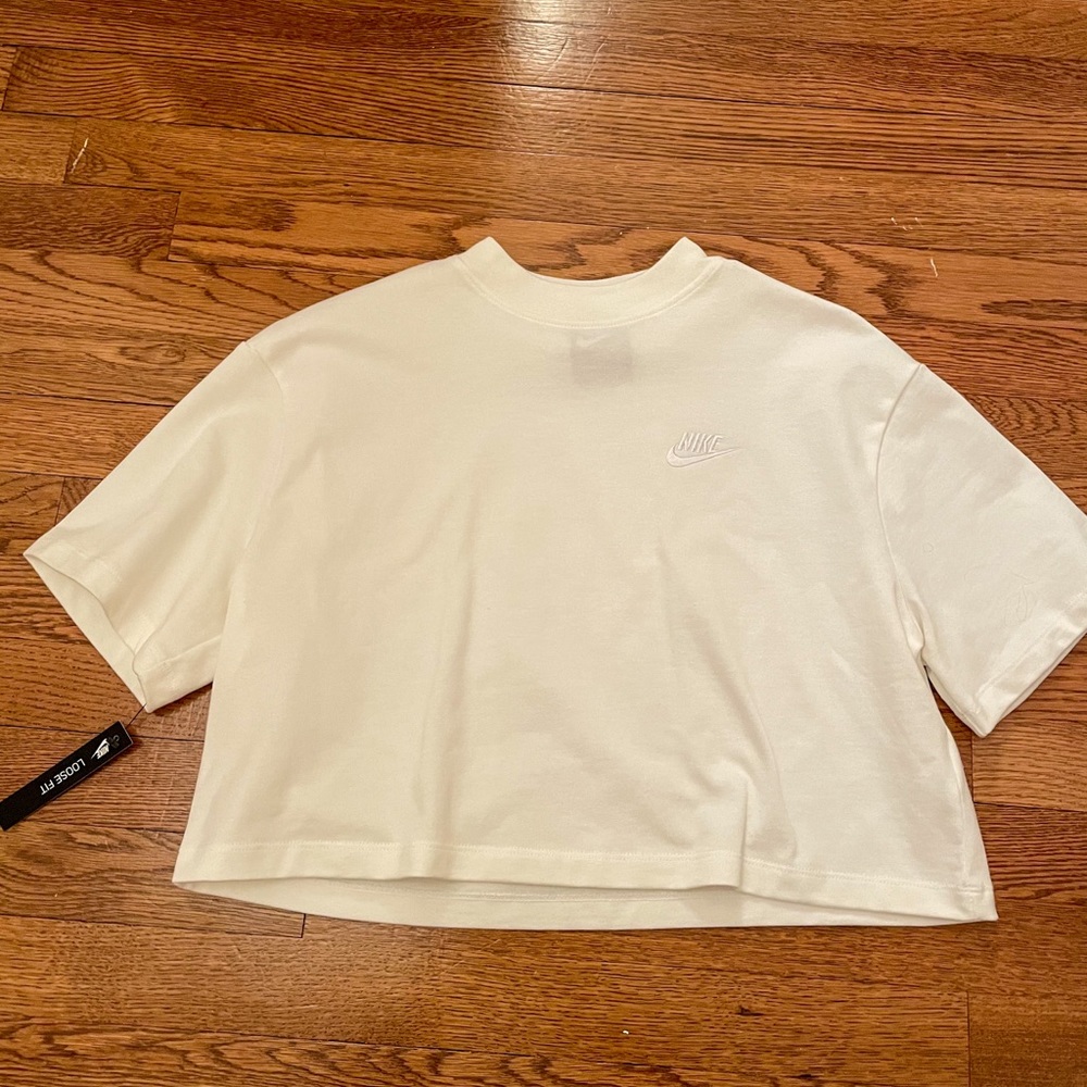 white loose fit NIKE crop top